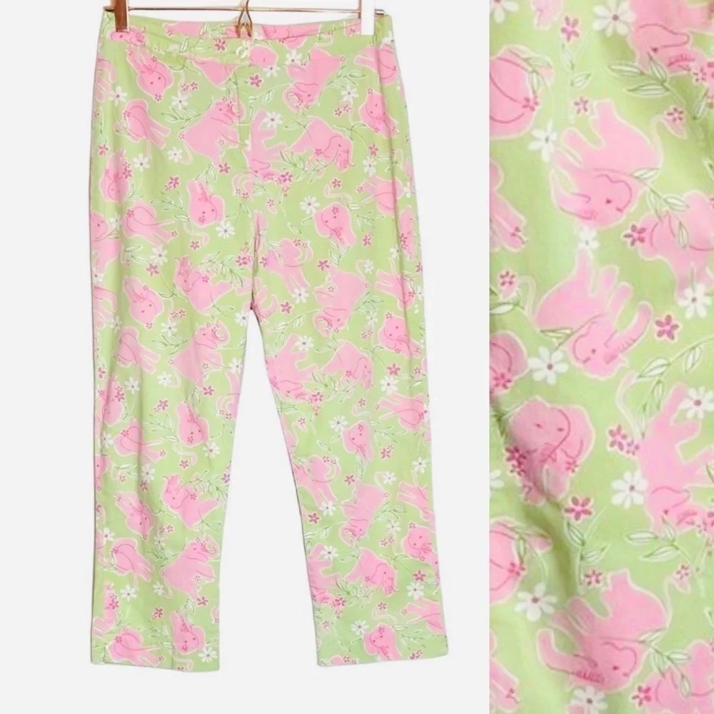 Lilly Pulitzer | Key West Circus Elephant Capri Pants Coin Pocket Vintage - Picture 6 of 8
